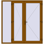 Вхідні двері 2000x2100 мм REHAU Euro-Design 60 GOLDEN OAK з двох сторін