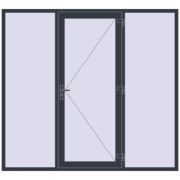 Вхідні двері 2400x2200 мм REHAU Euro-Design 60 ANTHRACITE_GREY_STRUKTURAL з двох сторін