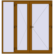 Вхідні двері 2000x2100 мм REHAU Euro-Design 60 GOLDEN OAK з двох сторін