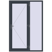 Вхідні двері 1400x2100 мм REHAU Euro-Design 60 ANTHRACITE_GREY_STRUKTURAL з двох сторін Вхідні двері 1400x2100 мм REHAU Euro-Design 60 ANTHRACITE_GREY_STRUKTURAL з двох сторін