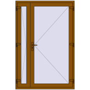 Вхідні двері 1400x2100 мм REHAU Euro-Design 60 GOLDEN OAK з двох сторін Вхідні двері 1400x2100 мм REHAU Euro-Design 60 GOLDEN OAK з двох сторін