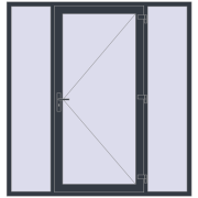 Вхідні двері 2000x2100 мм REHAU Euro-Design 60 ANTHRACITE_GREY_STRUKTURAL з двох сторін