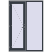 Вхідні двері 1400x2050 мм REHAU Euro-Design 60 ANTHRACITE_GREY_STRUKTURAL з двох сторін Вхідні двері 1400x2050 мм REHAU Euro-Design 60 ANTHRACITE_GREY_STRUKTURAL з двох сторін