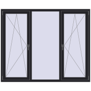 Вікна 1900x1550 мм REHAU Euro 70 BLACK_ULTI-MATT з двох сторін