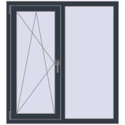 REHAU Euro 60 1100x1200 мм ANTHRACITE_GREY_STRUKTURAL з двох сторін