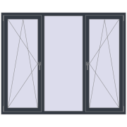 Вікна 1900x1550 мм REHAU Euro 70 ANTHRACITE_GREY_STRUKTURAL з двох сторін