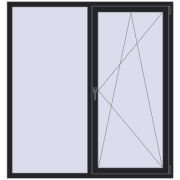 REHAU SYNEGO MD 1600x1700 мм BLACK_ULTI-MATT з двох сторін