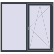 REHAU Euro 70 1600x1500 мм ANTHRACITE_GREY_STRUKTURAL з двох сторін