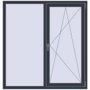 REHAU Euro 70 1400x1460 мм ANTHRACITE_GREY_STRUKTURAL з двох сторін
