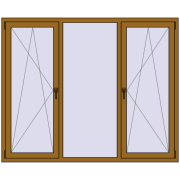 Вікна 1900x1550 мм REHAU Euro 70 LIGHT_OAK з двох сторін