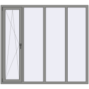 Вікна 2000x1800 мм Altest Pony 375 RAL 9007 Grey aluminium з двох сторін