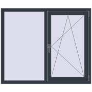 REHAU Euro 70 1330x1110 мм ANTHRACITE_GREY_STRUKTURAL з двох сторін