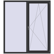 REHAU Euro 70 1600x1800 мм ANTHRACITE_GREY_GLATT з двох сторін