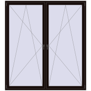 Вікна 2000x2200 мм REHAU Brillant-Design BLACK_BROWN з двох сторін