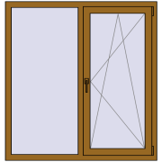 Вікна 1280x1340 мм REHAU Euro 60 LIGHT_OAK з двох сторін