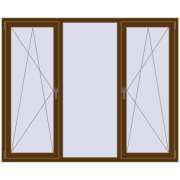 Вікна 1900x1550 мм REHAU Euro 70 WALNUT з двох сторін