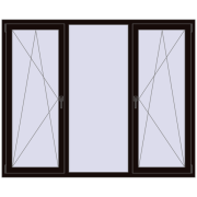 Вікна 1900x1550 мм REHAU Euro 70 BLACK_BROWN з двох сторін