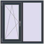 Вікна 1000x1000 мм REHAU Euro 70 ANTHRACITE_GREY_STRUKTURAL з двох сторін