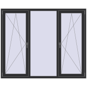 Вікна 1900x1550 мм REHAU Euro 70 ANTHRACITE_GREY_GLATT з двох сторін