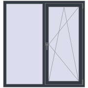 REHAU SYNEGO MD 1350x1430 мм ANTHRACITE_GREY_STRUKTURAL з двох сторін