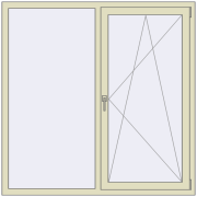 REHAU Euro 70 1500x1500 мм PEARL_WHITE_BEIGE_52L-2 з двох сторін