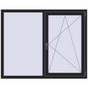 REHAU Euro 60 1500x1200 мм BLACK_ULTI-MATT з двох сторін