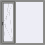 Вікна 1500x1500 мм Altest Pony 375 RAL 9007 Grey aluminium з двох сторін