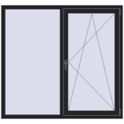 REHAU SYNEGO MD 1500x1400 мм BLACK_ULTI-MATT з двох сторін