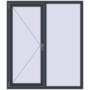 REHAU Euro 70 1300x1500 мм ANTHRACITE_GREY_STRUKTURAL з двох сторін