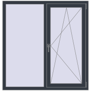 Вікна 1300x1350 мм REHAU Euro 60 ANTHRACITE_GREY_STRUKTURAL з двох сторін