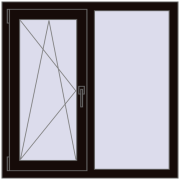 Вікна 1000x1000 мм REHAU Euro 70 BLACK_BROWN з двох сторін
