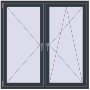 REHAU SYNEGO MD 1350x1430 мм ANTHRACITE_GREY_STRUKTURAL з двох сторін