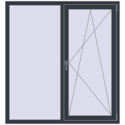 Вікна 1400x1500 мм REHAU Euro 60 ANTHRACITE_GREY_STRUKTURAL з двох сторін