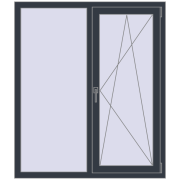REHAU SYNEGO MD 1240x1420 мм ANTHRACITE_GREY_STRUKTURAL з двох сторін