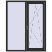 REHAU Euro 70 1150x1450 мм ANTHRACITE_GREY_GLATT з двох сторін