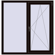 Вікна 1300x1350 мм REHAU Euro 60 BLACK_BROWN з двох сторін