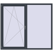 Вікна 1800x1600 мм REHAU Euro 70 ANTHRACITE_GREY_STRUKTURAL з двох сторін