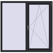 REHAU Euro 70 1460x1430 мм BLACK_ULTI-MATT з двох сторін