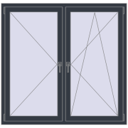 REHAU SYNEGO MD 1450x1400 мм ANTHRACITE_GREY_STRUKTURAL з двох сторін