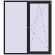REHAU Euro 70 1600x1800 мм BLACK_ULTI-MATT з двох сторін