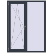 REHAU Euro 70 1140x1537 мм ANTHRACITE_GREY_STRUKTURAL з двох сторін