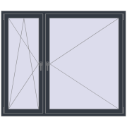 REHAU SYNEGO MD 1740x1470 мм ANTHRACITE_GREY_STRUKTURAL з двох сторін