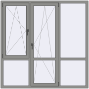 Altest Pony 375 1800x1800 мм RAL 9007 Grey aluminium з двох сторін