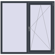 REHAU Euro 70 1460x1430 мм ANTHRACITE_GREY_STRUKTURAL з двох сторін