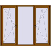 Вікна 1900x1550 мм REHAU Euro 70 GOLDEN OAK з двох сторін