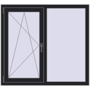 Вікна 1200x1100 мм REHAU Euro 70 BLACK_ULTI-MATT з двох сторін