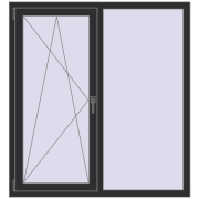 REHAU Euro 60 1300x1400 мм ANTHRACITE_GREY_GLATT з двох сторін