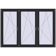 Вікна 2000x1400 мм REHAU Euro 70 BLACK_ULTI-MATT з двох сторін