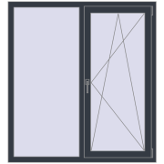 Вікна 1300x1400 мм REHAU Euro 70 ANTHRACITE_GREY_STRUKTURAL з двох сторін