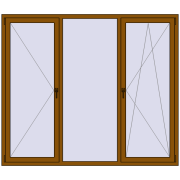 Вікна 2100x1800 мм REHAU Euro 70 GOLDEN OAK з двох сторін